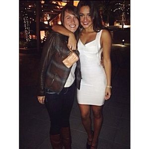 White Bodycon Herve Leger Dress Size S